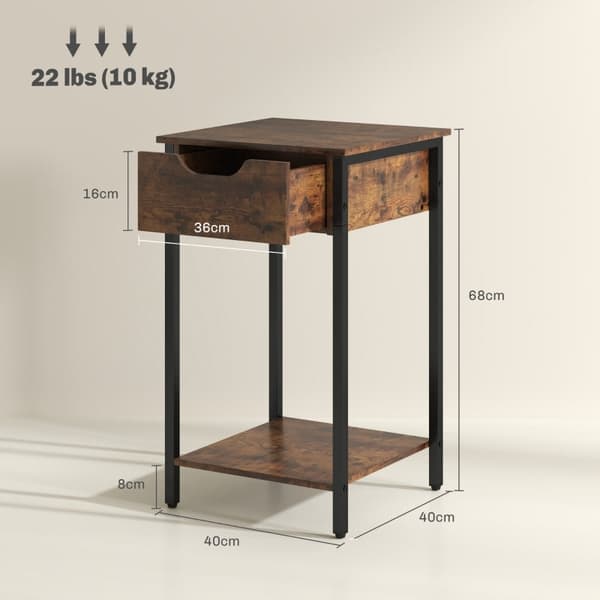 Rootz Sidobord - Sängbord - Växtställ - Industriell Charm - 40L x 40W x 68H cm