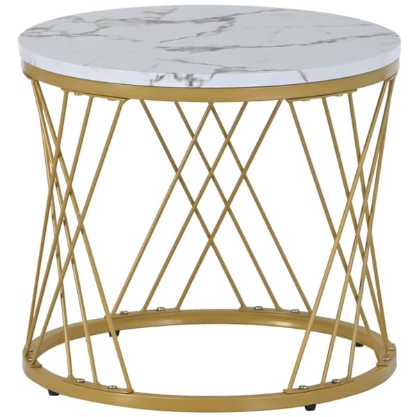 Rootz sæt med 2 moderne sofaborde - højglans marmor - indlejringsborde - 30 kg bæreevne - 70 cm x 70 cm x 45 cm