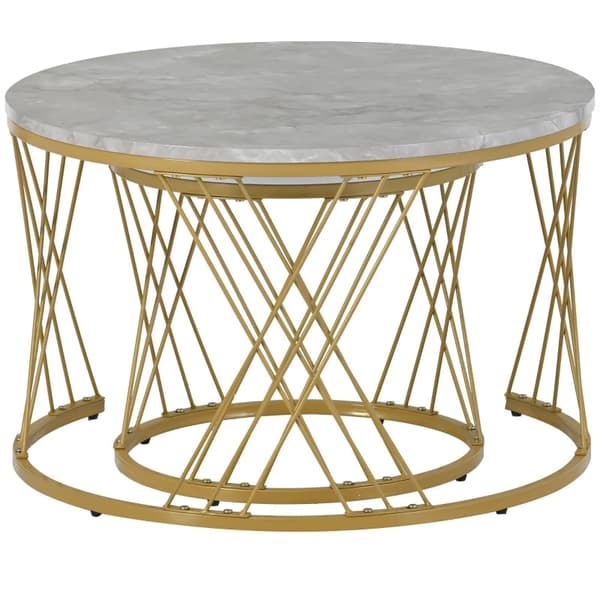 Rootz sæt med 2 moderne sofaborde - højglans marmor - indlejringsborde - 30 kg bæreevne - 70 cm x 70 cm x 45 cm