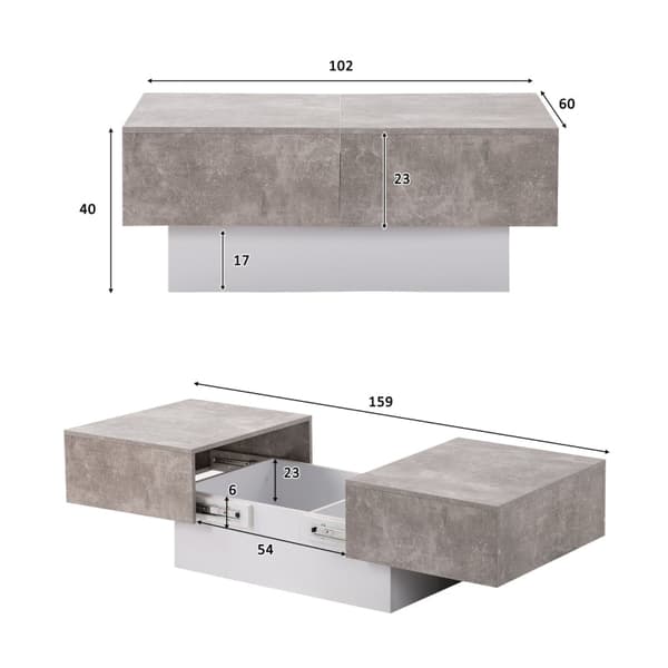 Rootz Universal Sofabord - Stuebord - Højglans finish - Praktisk opbevaring - 102L x 60W x 40H cm