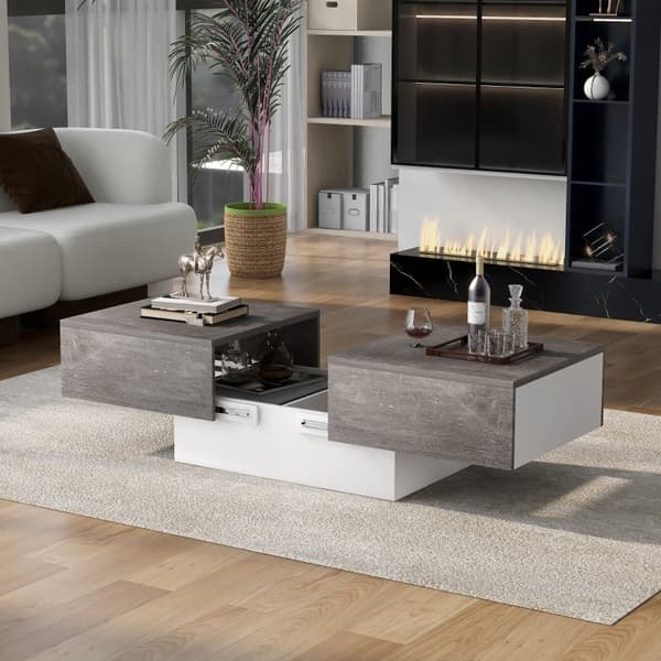 Rootz Universal Sofabord - Stuebord - Højglans finish - Praktisk opbevaring - 102L x 60W x 40H cm