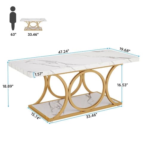 Rootz Chic moderne sofabord - 2-lags sofabord - imiteret marmorbord - Luksuriøst design - 120 cm L x 50 cm B x 48 cm H