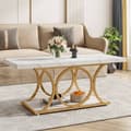 Miniatyrbillede 2 af 4: Rootz Chic moderne sofabord - 2-lags sofabord - imiteret marmorbord - Luksuriøst design - 120 cm L x 50 cm B x 48 cm H
