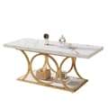 Miniatyrbillede 1 af 4: Rootz Chic moderne sofabord - 2-lags sofabord - imiteret marmorbord - Luksuriøst design - 120 cm L x 50 cm B x 48 cm H