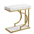 Pikkukuva 1 / 8: Rootz Faux Marble -päätypöytä - C-pöytä - Moderni sivupöytä - Contemporary Elegance -30 cm S x 60 cm L x 61,52 cm K