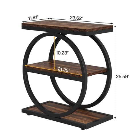 Rootz-päätypöytä - Sivupöytä - Yöpöytä - Tilaa säästävä säilytystila - 30 cm Syvyys x 60 cm Leveys x 65 cm Korkeus E1 MDF Puu & Metalli