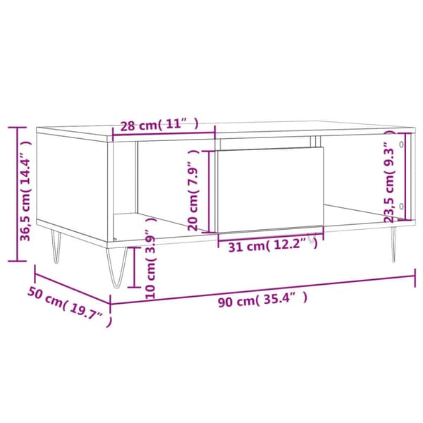Soffbord sonoma-ek 90x50x36,5 cm konstruerat trä