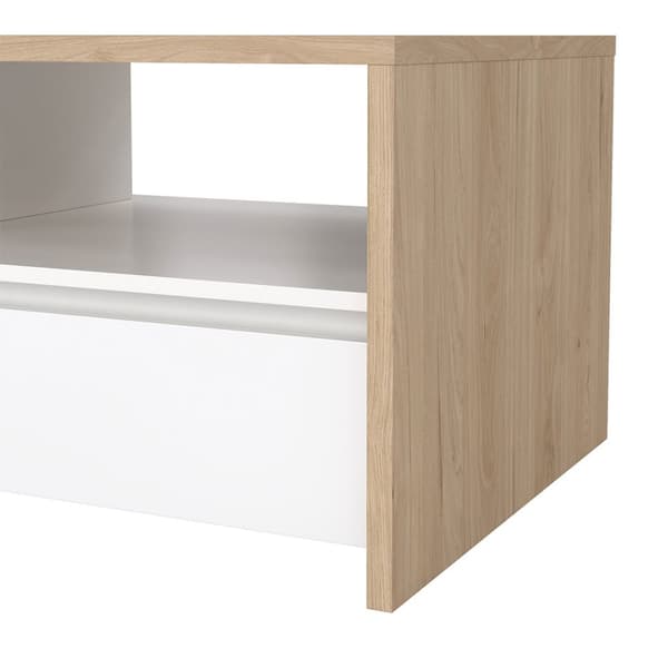 Next soffbord 2 lådor, 2 hyllor ek-dekor, vit högblanka.