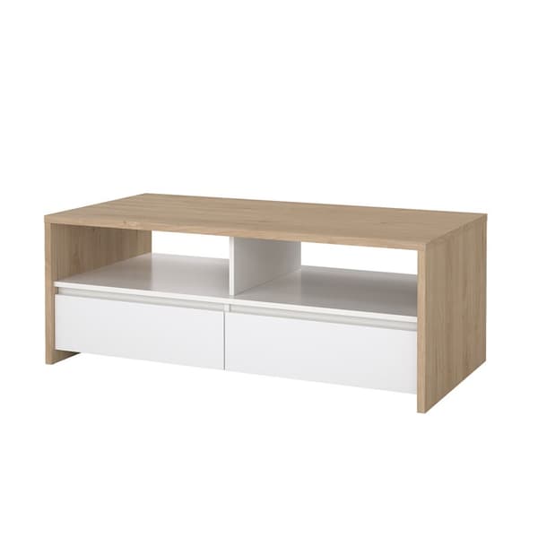 Next soffbord 2 lådor, 2 hyllor ek-dekor, vit högblanka.