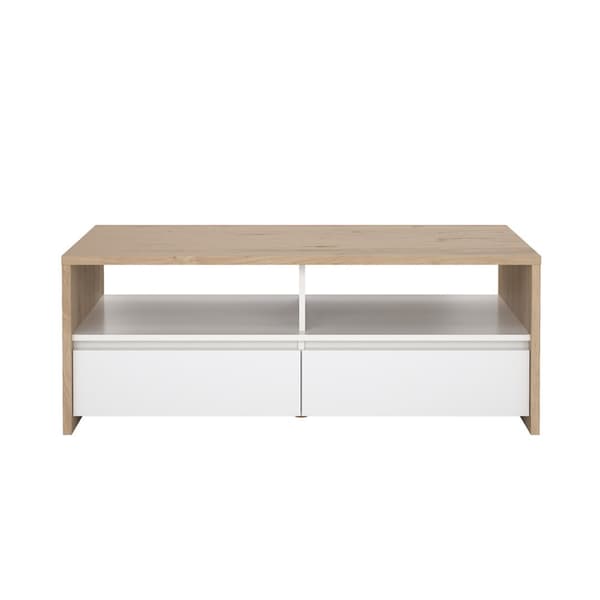 Next soffbord 2 lådor, 2 hyllor ek-dekor, vit högblanka.