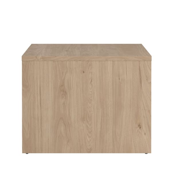 Next sofabord 2 skuffer, 2 hyller eik dekor, hvit høyglans.