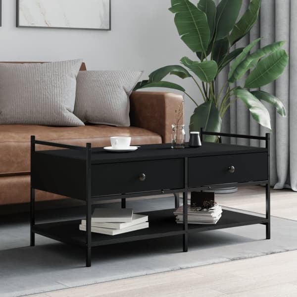 Soffbord svart 99x50x50 cm konstruerat trä