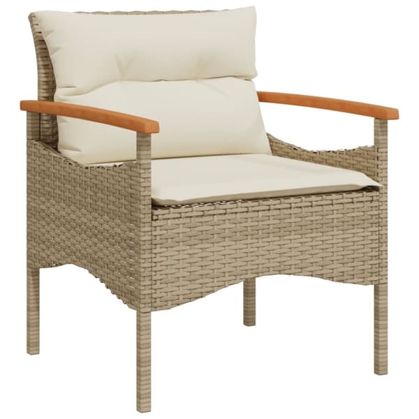 Soffgrupp för trädgården 3 delar med dynor beige konstrotting