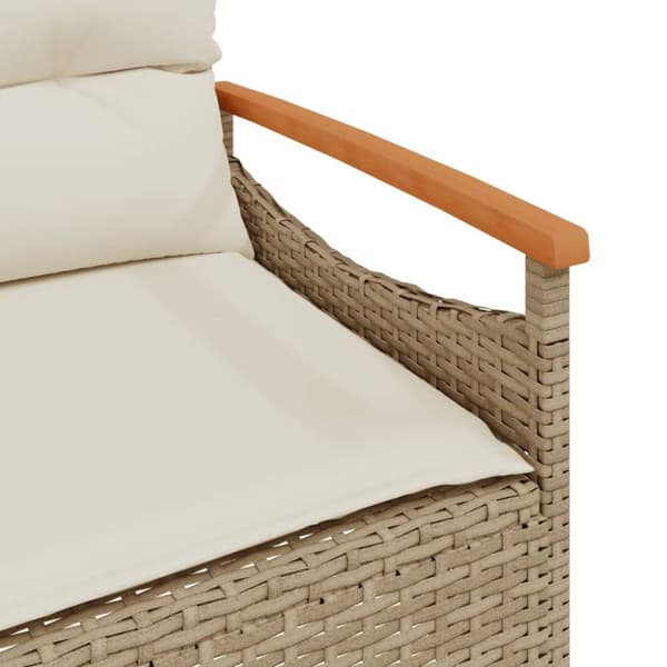 Soffgrupp för trädgården 3 delar med dynor beige konstrotting
