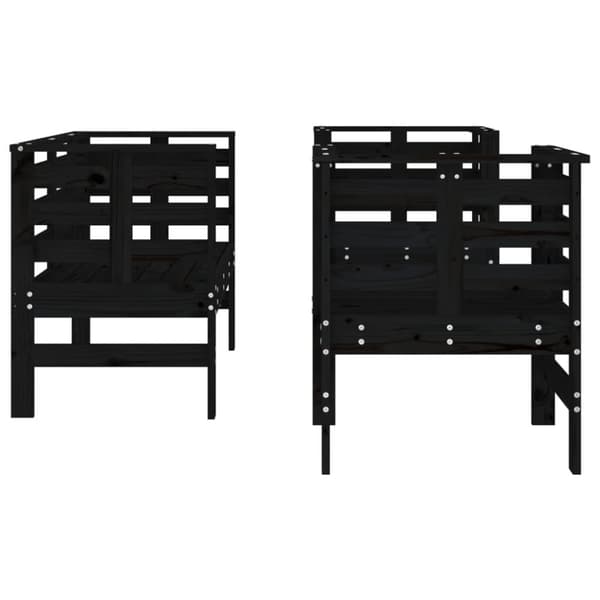 Loungegrupp 3 delar svart massiv furu