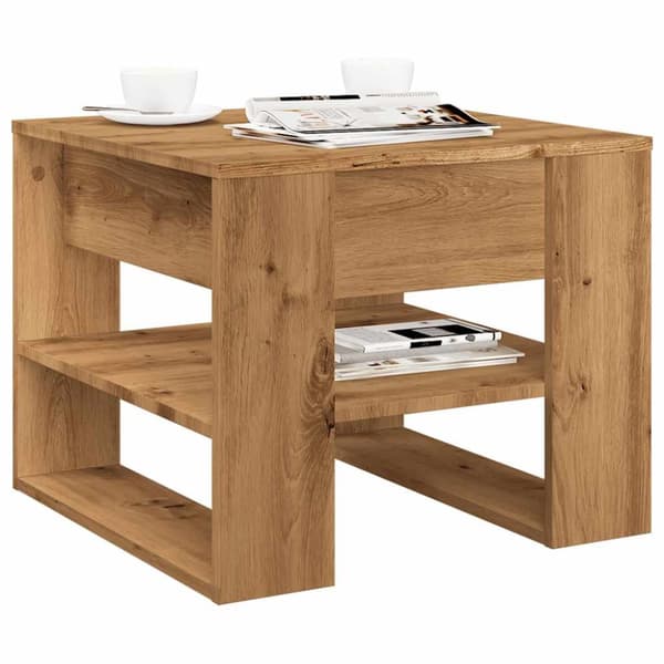 Soffbord artisan ek 55,5x55x45 cm konstruerat trä