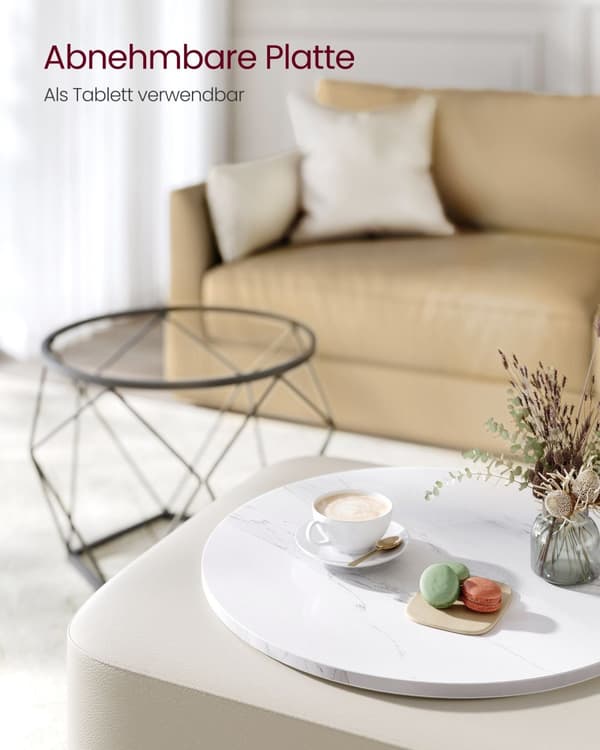 Rund soffbordsuppsättning av 2-modern marmor vit-bläck svart