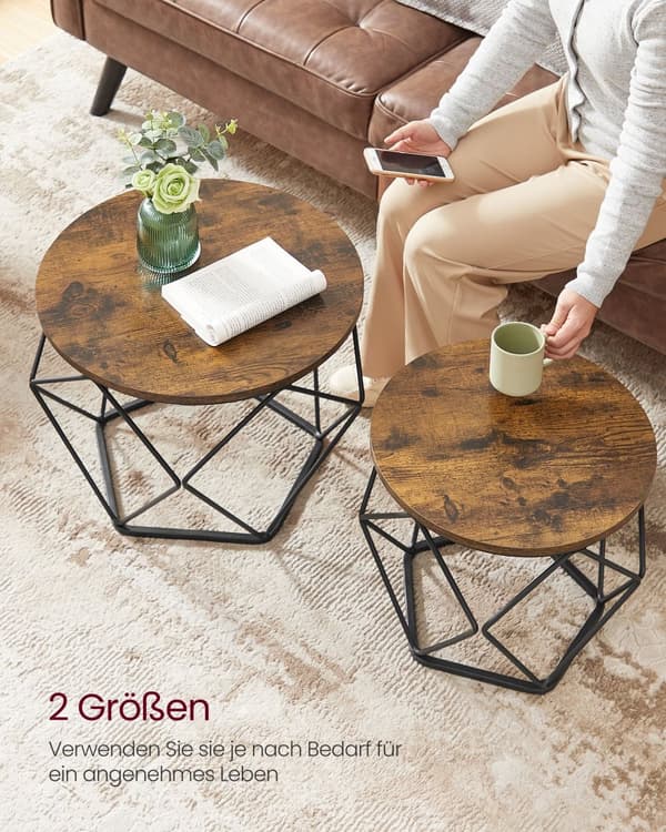 Pyöreä sohvapöytäsarja 2 vintage flair-vintage brown-inktzwart