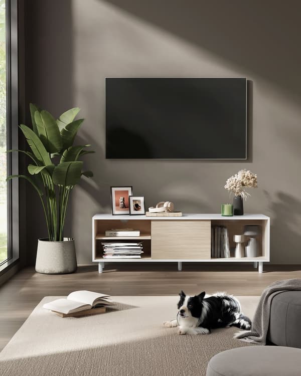 TV möbler supersnabb montering modern moln vit naturlig beige