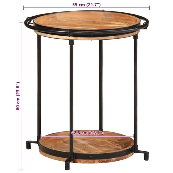 vidaXL Sidebord Ø55x60 cm heltre akasie