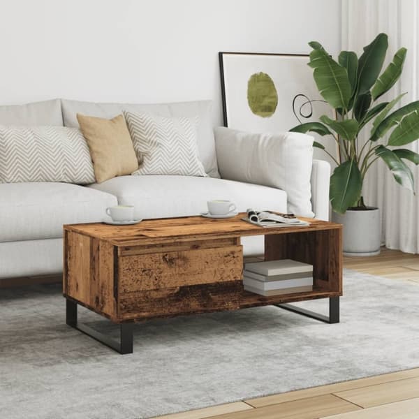 vidaXL sofabord 90x50x36,5 cm konstrueret træ gammeldags træ
