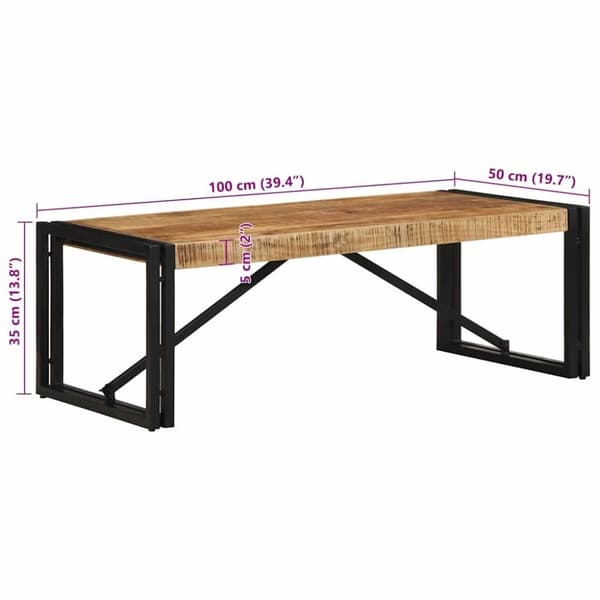 vidaXL Soffbord 100x50x35 cm massivt grovt mangoträ