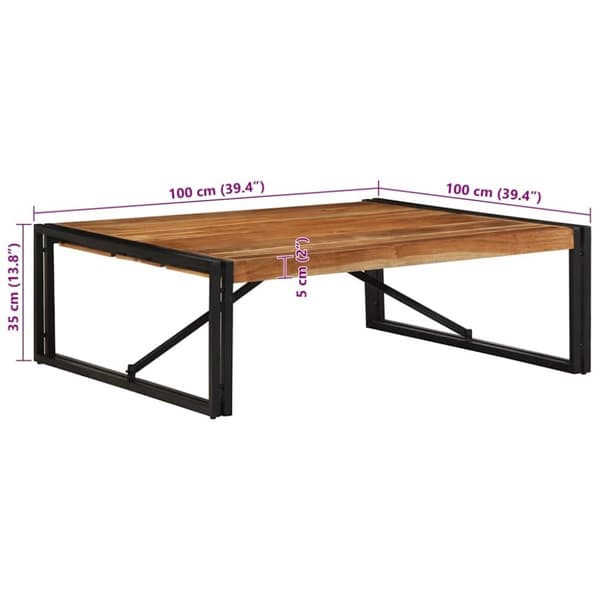 vidaXL sofabord 100x100x35 cm massivt akacietræ