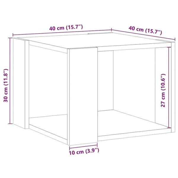 vidaXL Soffbord artisan ek 40x40x30 cm konstruerat trä