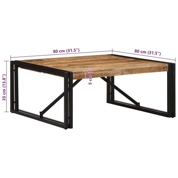 vidaXL Soffbord 80x80x35 cm massivt grovt trä mango