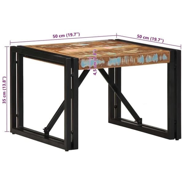 vidaXL sofabord 50x50x35 cm massivt genbrugstræ flerfarvet