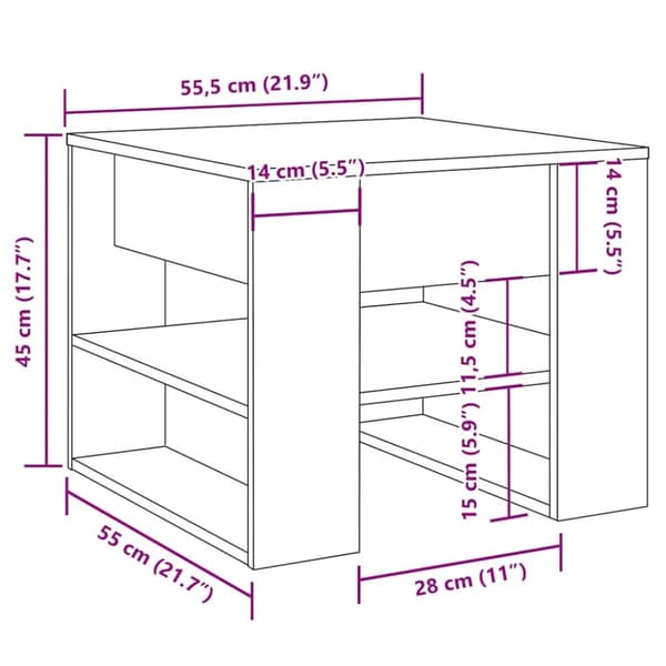 vidaXL Salongbord gammelt tre 55,5x55x45 cm konstruert tre