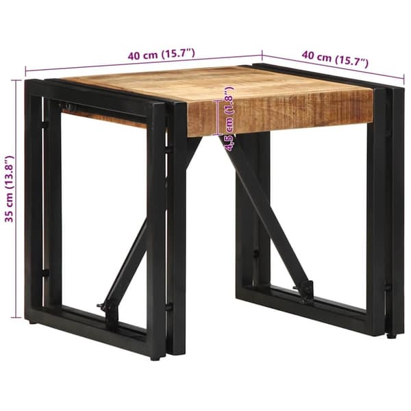 vidaXL sofabord 40x40x35 cm massivt ru mangotræ