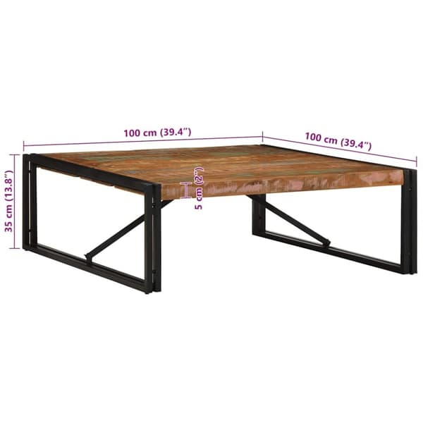 vidaXL sofabord 100x100x35 cm massivt genbrugstræ flerfarvet