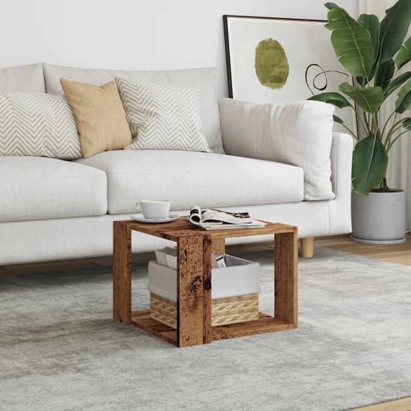 vidaXL sofabord 40x40x30 cm konstrueret træ antikt træ