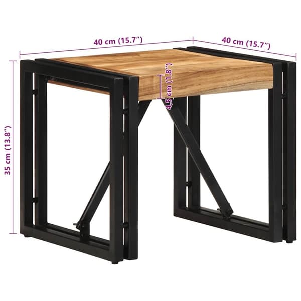 vidaXL sofabord 40x40x35 cm massivt akacietræ