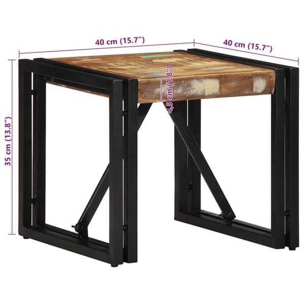 vidaXL Salongbord flerfarget 40x40x35 cm gjenvunnet heltre