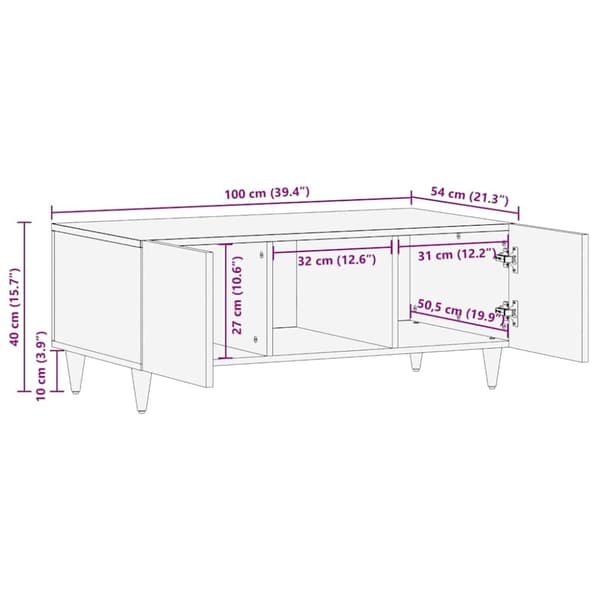 vidaXL sofabord 100x54x40 cm massivt mangotræ