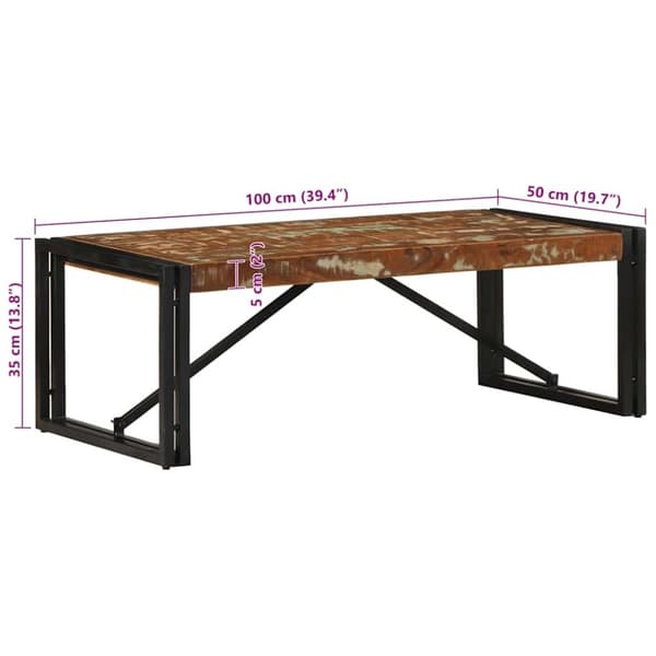 vidaXL Soffbord flerfärgat 100x50x35 cm massivt trä återvunnet