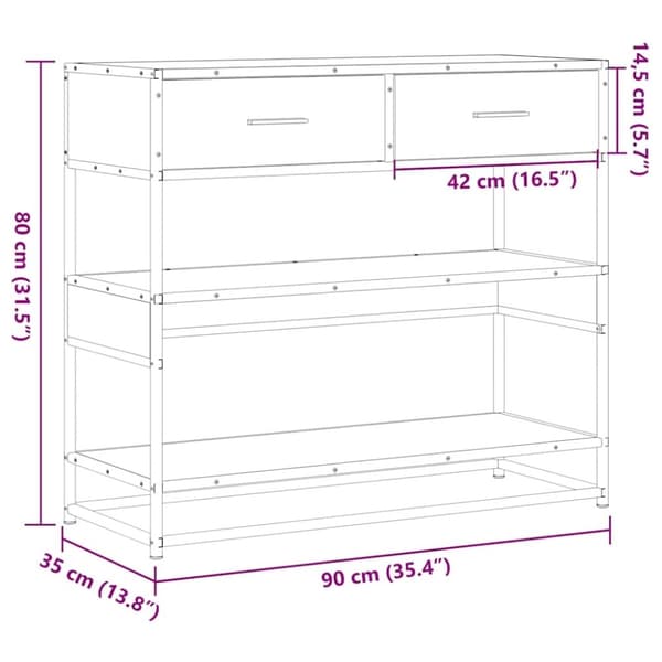 vidaXL Konsolipöytä musta 90x35x80 cm tekninen puu