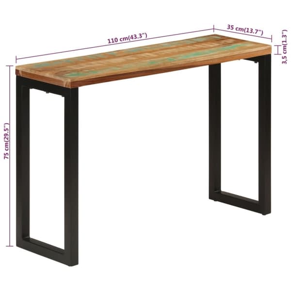vidaXL konsolbord 110x35x75 cm massivt genbrugstræ