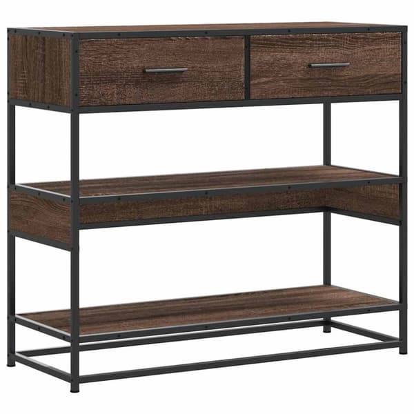 vidaXL konsolbord 90x35x80 cm konstrueret træ brun egetræsfarve
