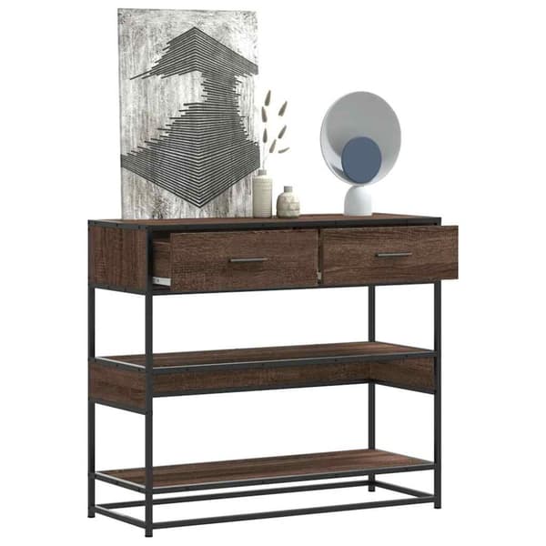 vidaXL konsolbord 90x35x80 cm konstrueret træ brun egetræsfarve