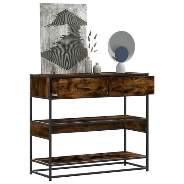 vidaXL konsolipöytä savustettu tammi 90x35x80 cm tekninen puu