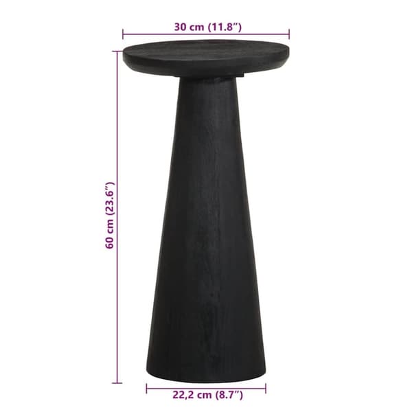 vidaXL sidebord Ø30x60 cm massivt mangotræ sort
