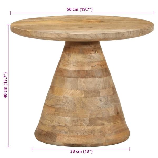 vidaXL sidebord Ø50x40 cm massivt mangotræ