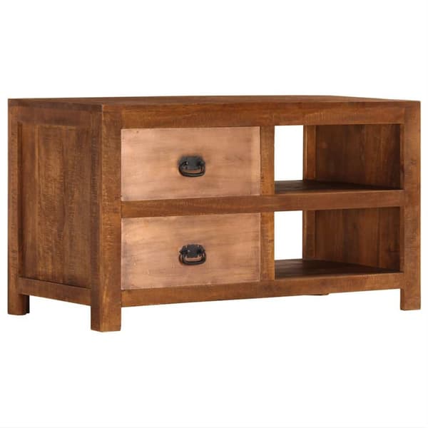 Soffbord med 2 lådor 90x40x50 cm massivt mangoträ