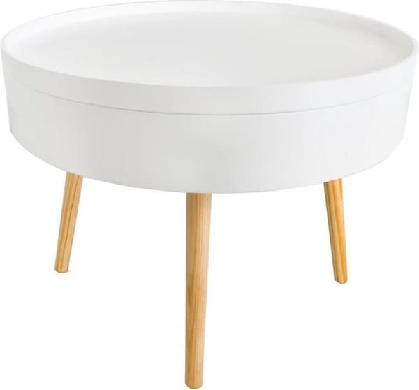 Moderni valkoinen puinen kahvipöytä varastotilalla, halkaisija 60cm