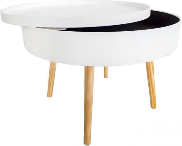 Moderni valkoinen puinen kahvipöytä varastotilalla, halkaisija 60cm