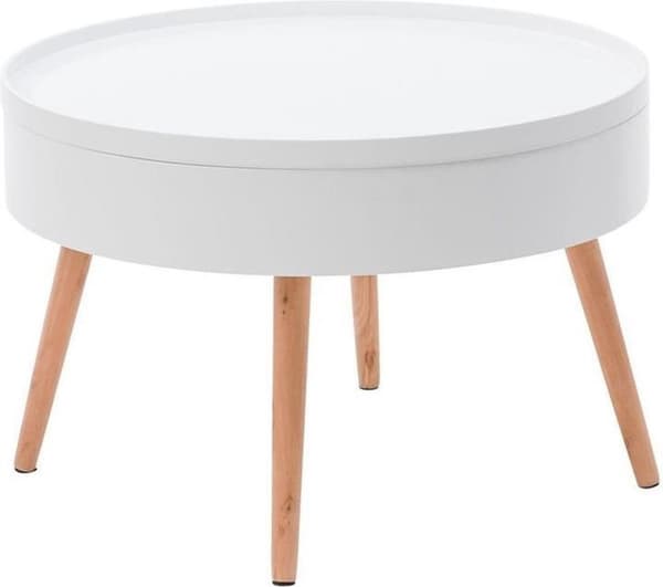 Moderni valkoinen puinen kahvipöytä varastotilalla, halkaisija 60cm
