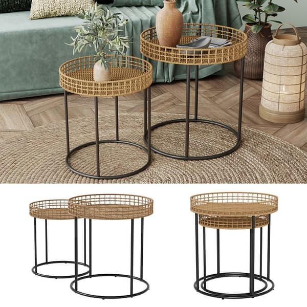 Brunswick soffbordsset, 44x47,5cm med stöd, Trä, Svart, Vicco